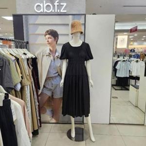 Ab.f.z DP01 셔링볼륨소매라운드넥원피스 AFZ3HO05