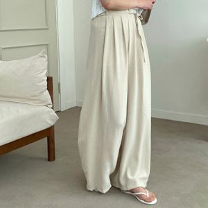 샵앤) 여성 밴딩 리본 투턱 와이드 데일리 여름 슬랙스 21DS-WPT-4624-베이지