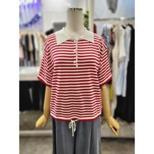 밸리걸 세이브존01 카라넥 스트라이프 반팔 니트 606670