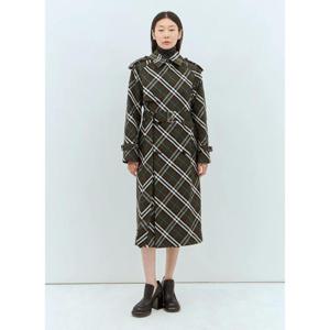 25 FW 버버리 여성 체크 트윌 트렌치 코트  bur0257010grn