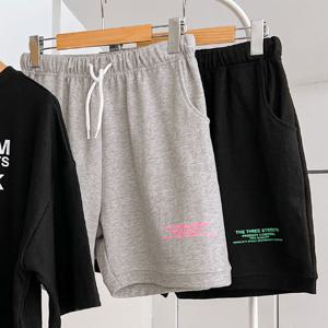 남여공용 여름 레터링 TR 숏 반바지 5C-PTH-Q019-그레이