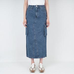 [게스]게스 여성 청치마 카고 롱 스커트 다크블루 YO6D1576