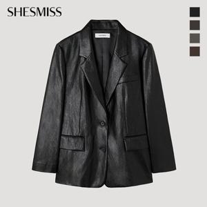 [쉬즈미스] 테일러드 투 버튼 레더 자켓_SWWJKP32030