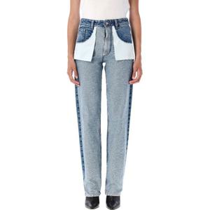 MM6메종마르지엘라 투톤 하이웨이스트 스트레이트 진 S52LA0256