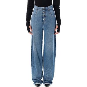 MM6메종마르지엘라 하이웨이스트 버튼 플라이 와이드 진 S52LA0