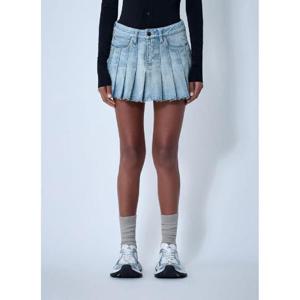 25 FW 발렌시아가 여성 플리츠 데님 미니스커트  bal0261006blu