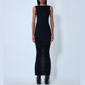 25 FW 릭오웬스 슬리브리스 울 니트 크루넥 맥시 드레스 블랙 RP02E4676 MLK 09