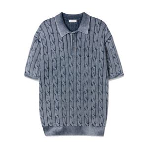 [리빌모아]남자 케이블 피그먼트 카라 반팔 니트티 GN-KNH-Q016-