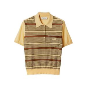 미우미우 스트라이프 인타르시아 로고 폴로 셔츠 MMLB68SOOO174D