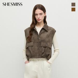 [쉬즈미스] 스웨이드 스트링 카라 베스트_SWWVTP32010