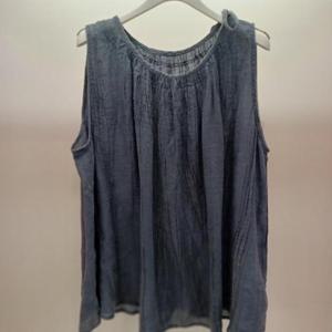 Destijl HC06 A라인 민소매 주름끈 품넉넉한 데일리 린넨 마 나시 티블라우스 D2531BL11B1