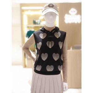 [파리게이츠]521E3SV201_BK-여성 하트 패턴 후드 베스트-(25년가을)