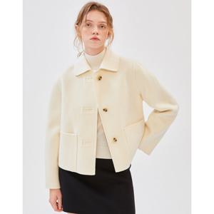 질스튜어트 뉴욕 여성 24FW 아이보리 카라넥 싱글 버튼 울캐시미어혼방 숏코트 JSCO4D220IV