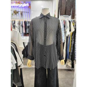 밸리걸 세이브존01 도트 시스루 쉬폰 긴팔 셔츠 블라우스 609840