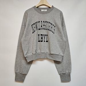 샵앤) 국산 여성 라운드 뉴클래식 크롭 긴팔 맨투맨 LL-WSH-4838-그레이