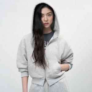 WOMAN 레이스 라벨 후드 집업 [MELANGE GREY] / WBE3L02506