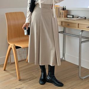 샵앤) 국산 여성 뒷밴딩 절개 플레어 A라인 롱스커트 STJ-WSK-4865-베이지