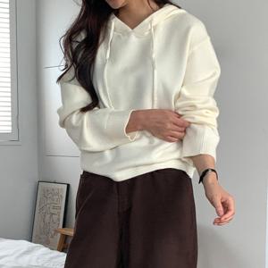 샵앤) 여성 베이직 데일리 무지 후드 니트 티셔츠 21DS-WKN-4886-아이보리