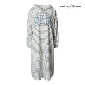 나인식스뉴욕  라인 레터링 스트라이프 후드 원피스 (NP9OP004M0)