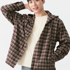 잠뱅이 동백01 체크오버핏후드셔켓 AP3WSK503