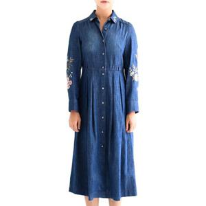 [비꼴리끄(여성)]데님 자수 셔츠카라 원피스 B244DO2010