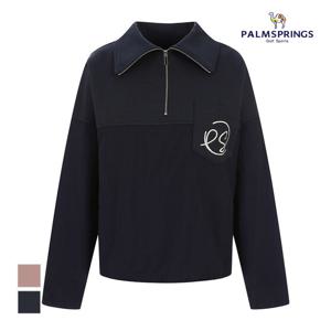 [팜스프링스] 여성 소재배색 반집업 티셔츠_STSL253213