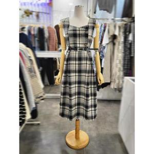 밸리걸 세이브존01 체크 벨티드 민소매 롱원피스 611150