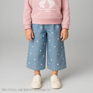 [치크(키즈)]꽃자수 와이드 청바지 CKTJ25F80