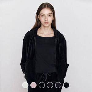 [지오다노]여성 가을 벨루어 2WAY 벨벳 후드 집업 티셔츠 325516