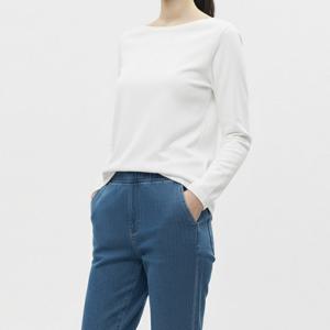 샵앤) 국산 여성 보트넥 이중지 시보리 면 워싱 긴팔티 DAI-WSH-20811-화이트