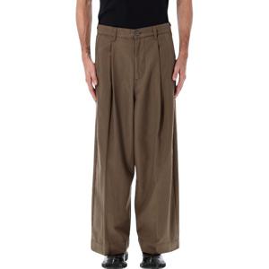 오베이 와이드 하이웨이스트 플리츠 카펜터 팬츠 142020243 WRN