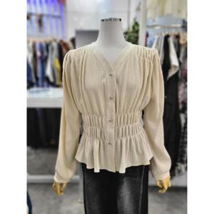 밸리걸 세이브존01 셔링 밴딩 브이넥 긴팔 블라우스 611170