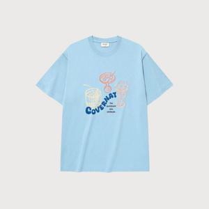 커버낫반팔티 JQS CO2502ST20-BL 쿨 코튼 키치 칵테일 그래픽 티셔츠 Blue