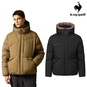 [르꼬끄] 남녀공용 루즈핏 컬러후드 다운 자켓 QQ423EDJN7_BLK