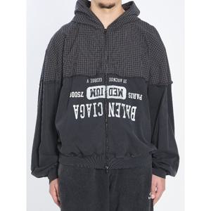 발렌시아가 콘트라스트 프린트 체크 집업 후드 850817 TTM10 10