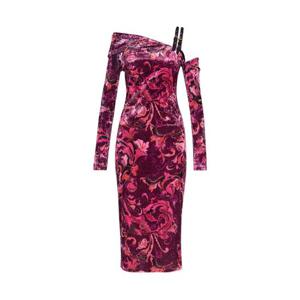 25 FW 베르사체진스꾸뛰르 플로럴 오프숄더 미디 파티 드레스 79HAO974JS508 TP444041197