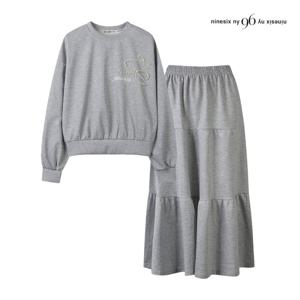 나인식스뉴욕  진주 리본 맨투맨 티셔츠 앤 캉캉 스커트 셋업 (NPAST001M0)