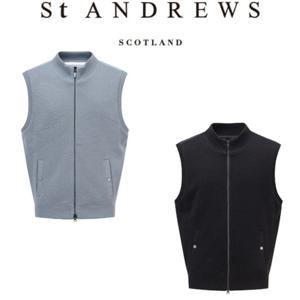 [세인트 앤드류스] 남성 로고 우븐 믹스 하이브리드 구스다운 방풍 니트 베스트(811E4SV004)
