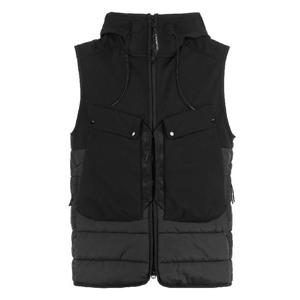 CP 23FW 고글 후드 쉘 패딩 조끼 블랙 15CMOW018A 006097M 999