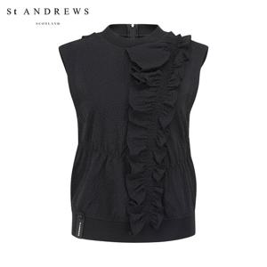 [세인트앤드류스] 여성 사선 스모킹 프릴 베스트 821E3JV101_BK