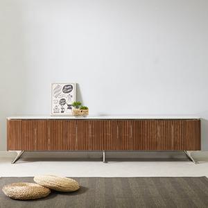 스코나 루마노 갤러리 포세린 통세라믹 스텐 스틸 월넛 서랍 2200 거실장 TV장