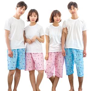 엠보 커플잠옷 남여 파자마 5부 7부 봄여름 홈웨어 물고기스토리