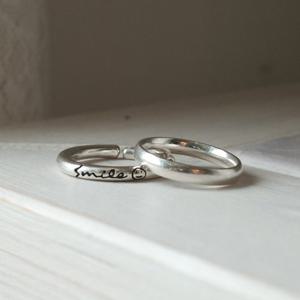 [레트로핑거] 스마일 레터링 반지 엥게이지반지 볼드링