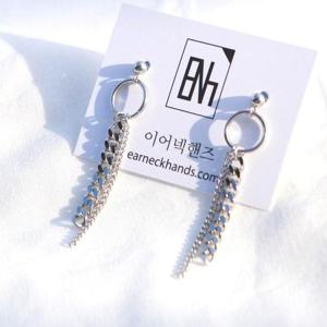 [이어넥핸즈] 변색없는 써지컬스틸 체인드롭 귀걸이 귀찌