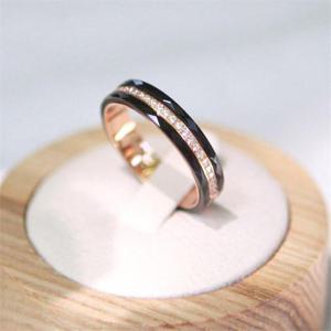 [이어넥핸즈] 써지컬스틸 블랙투라인 로즈골드반지 14k도금