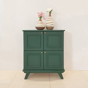 한집가구 웨인스코팅 원목 4도어 수납장 그린(원목다리)