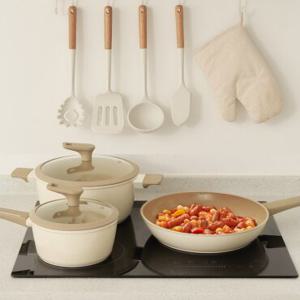 세라믹 IH 인덕션 후라이팬(후28+궁28+유리뚜껑) / 냄비(편수18+양수20) 세트