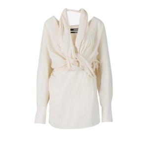 자크뮈스 매듭 디테일 롱 슬리브 셔츠 드레스 22H223DR0331061 110 TP935964720