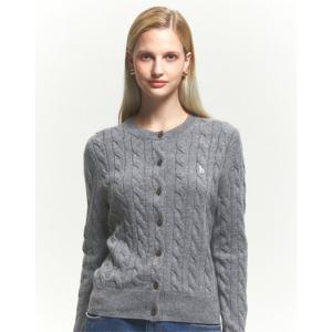 헤지스 여성 24FW 스테디셀러그레이 케이블 울 가디건 WSSW4DC94G2