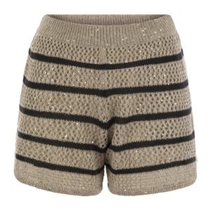 브루넬로쿠치넬리 다즐링 스트라이프 네트 리넨 쇼츠 MCO558999